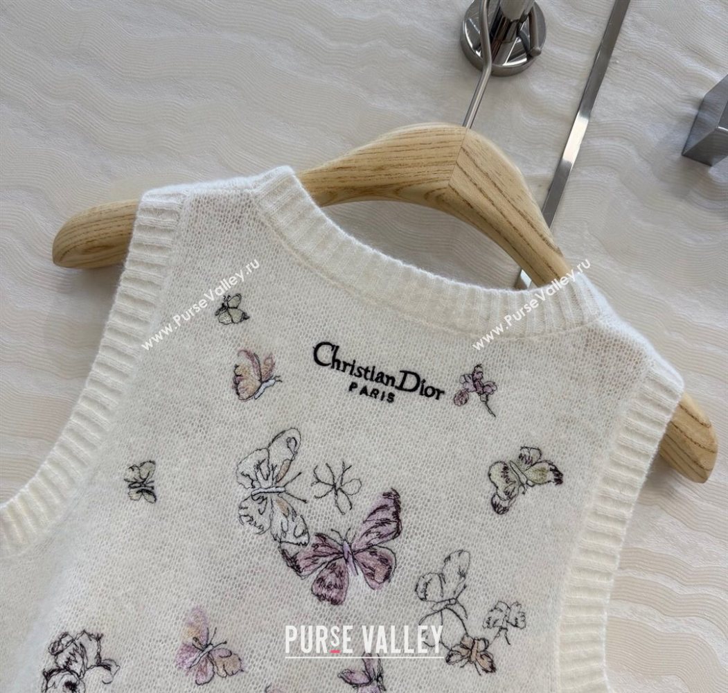 Dior Embroidered Alpaca Vest White 2025 DR120277 (QI-251202078)