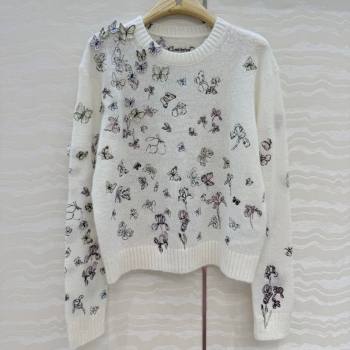 Dior Embroidered Alpaca Sweater White 2025 DR120277 (QI-251202079)