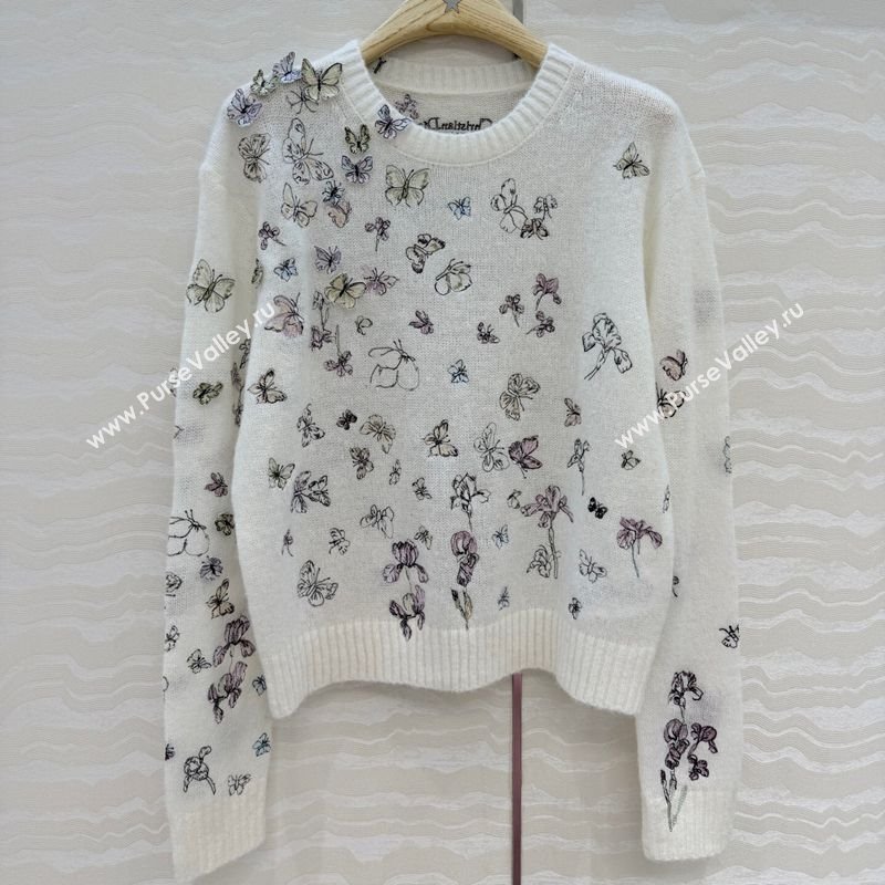 Dior Embroidered Alpaca Sweater White 2025 DR120277 (QI-251202079)