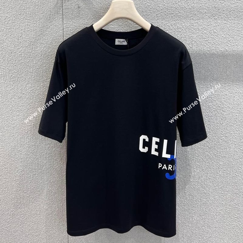 Celine Cotton T-Shirt Black 2025 CE120201 (QI-251202070)