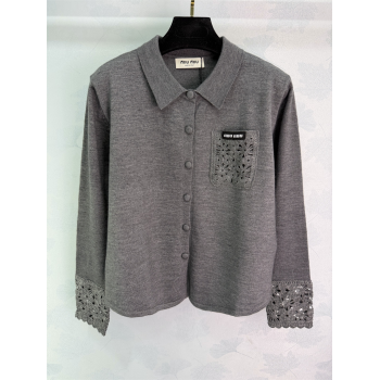 Miu Miu Wool Cardigan Grey 2025 MM120201 (QI-251202073)