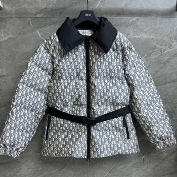 Dior Snow Oblique Padded Jacket with Buckle Strap Grey 20241108 (QI-241108024)