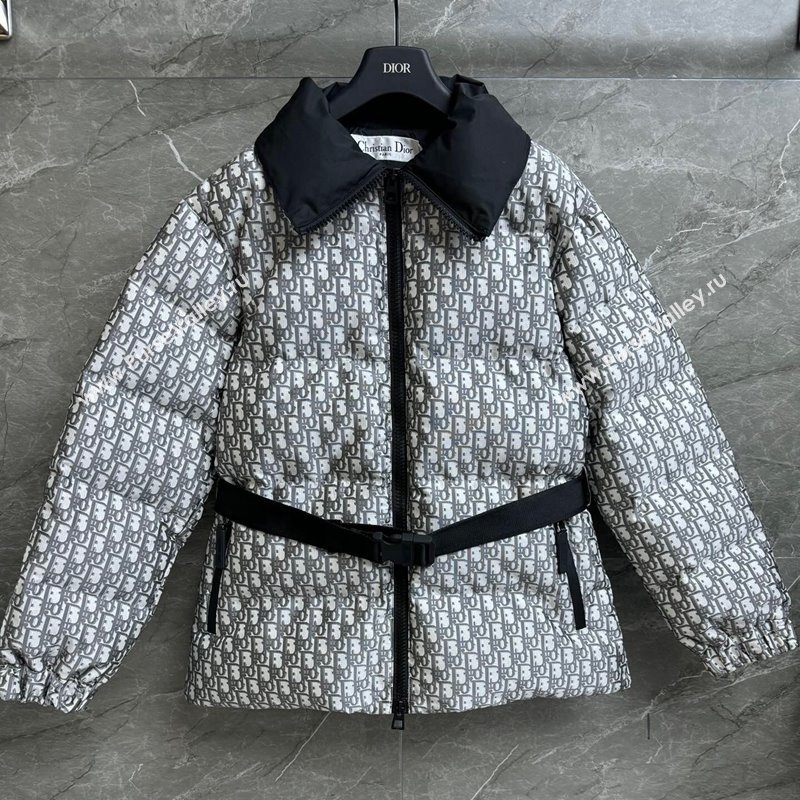 Dior Snow Oblique Padded Jacket with Buckle Strap Grey 20241108 (QI-241108024)