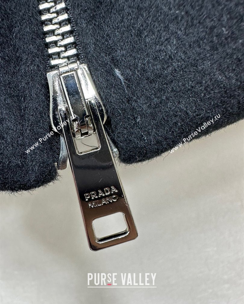 Prada Fur-Like Down Jacket Black with Buckle Black 2024 1108 (QI-241108029)