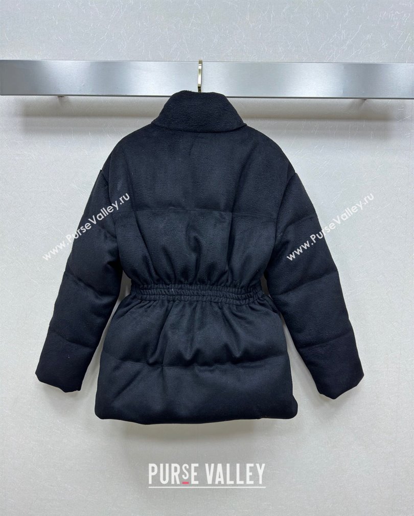 Prada Fur-Like Down Jacket Black with Buckle Black 2024 1108 (QI-241108029)