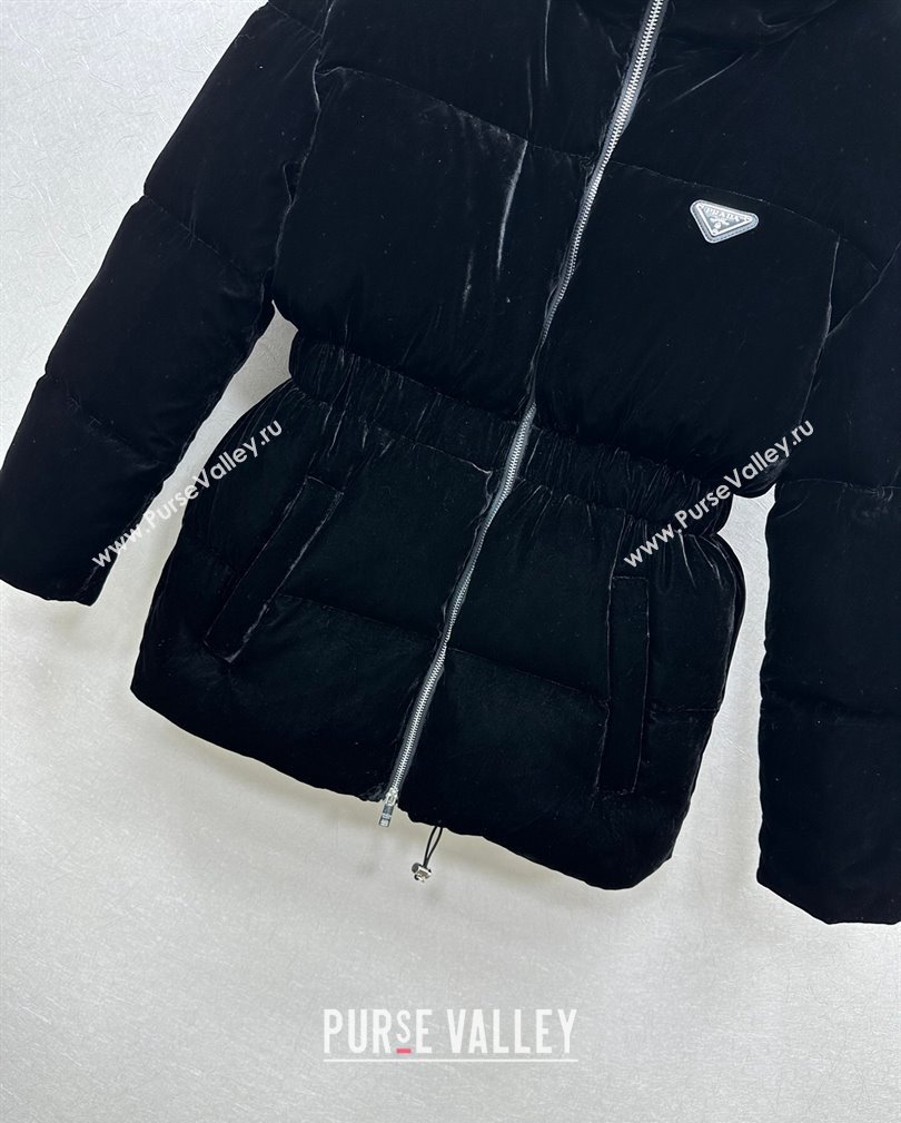 Prada Velvet Down Jacket Black 2024 1108 (QI-241108033)