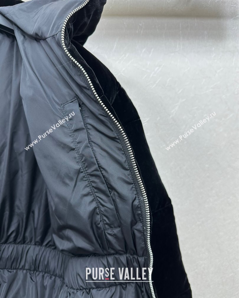 Prada Velvet Down Jacket Black 2024 1108 (QI-241108033)