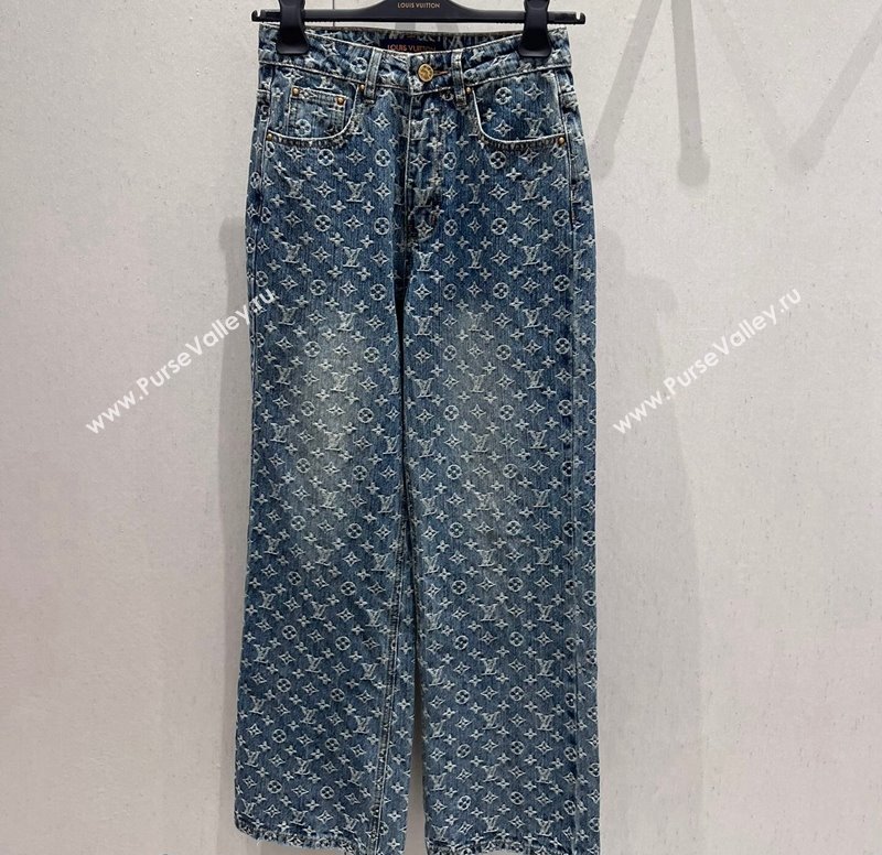 Louis Vuitton Monogram Jeans Denim Pants Blue 2024 1108 (QI-241108016)