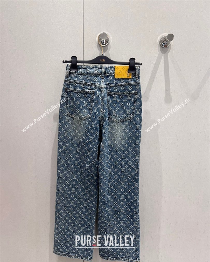 Louis Vuitton Monogram Jeans Denim Pants Blue 2024 1108 (QI-241108016)