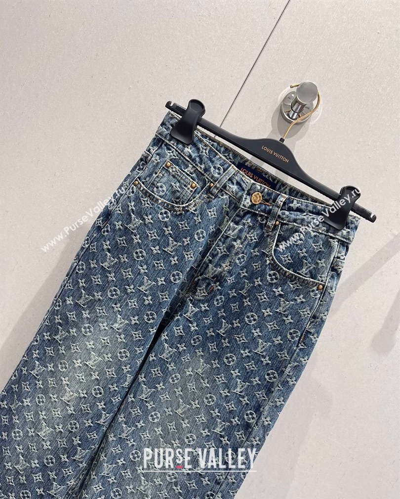 Louis Vuitton Monogram Jeans Denim Pants Blue 2024 1108 (QI-241108016)