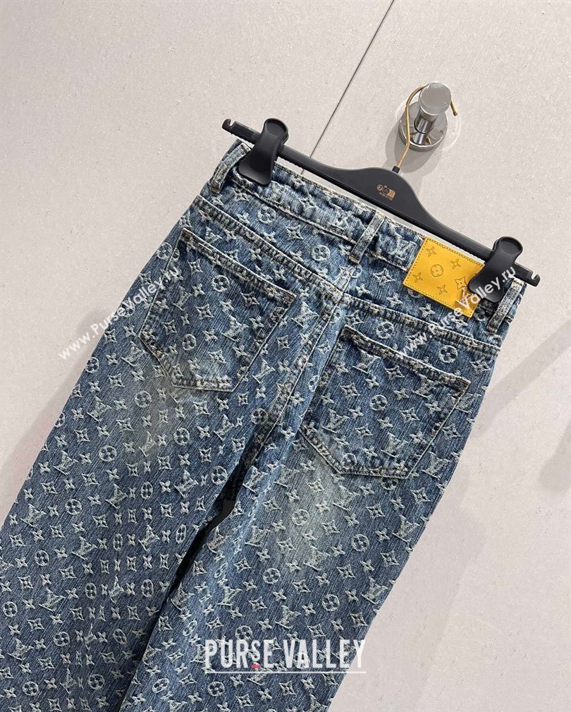 Louis Vuitton Monogram Jeans Denim Pants Blue 2024 1108 (QI-241108016)