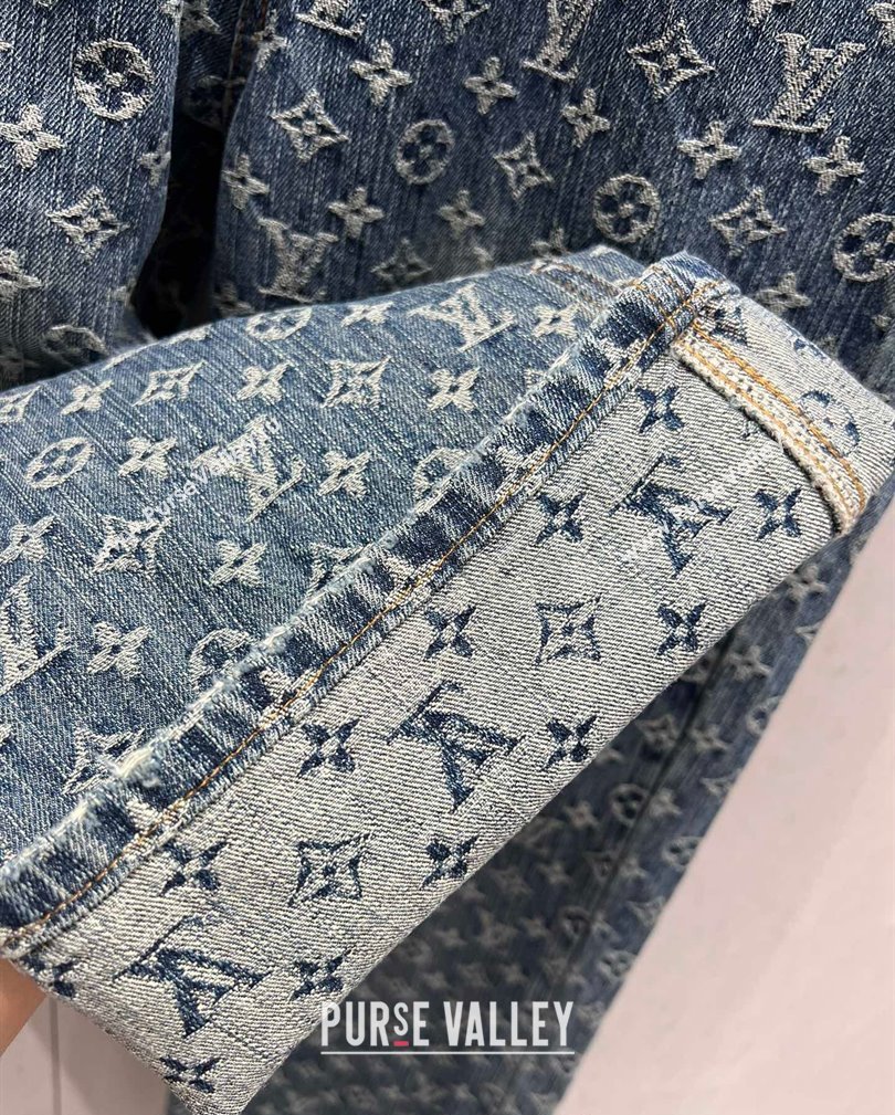 Louis Vuitton Monogram Jeans Denim Pants Blue 2024 1108 (QI-241108016)