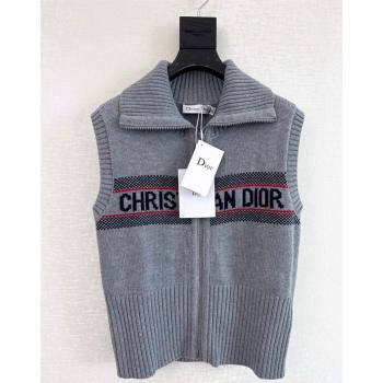 Dior Logo Knit Vest with Zip Grey 2024 1025 (QI-241025012)