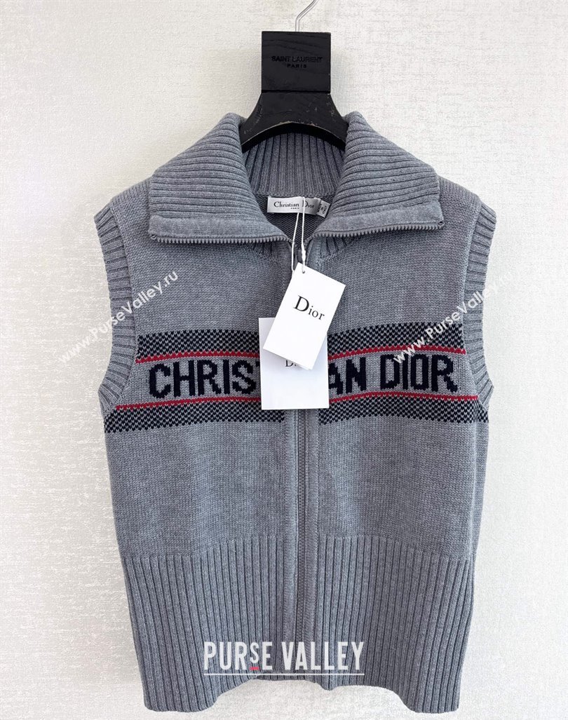 Dior Logo Knit Vest with Zip Grey 2024 1025 (QI-241025012)