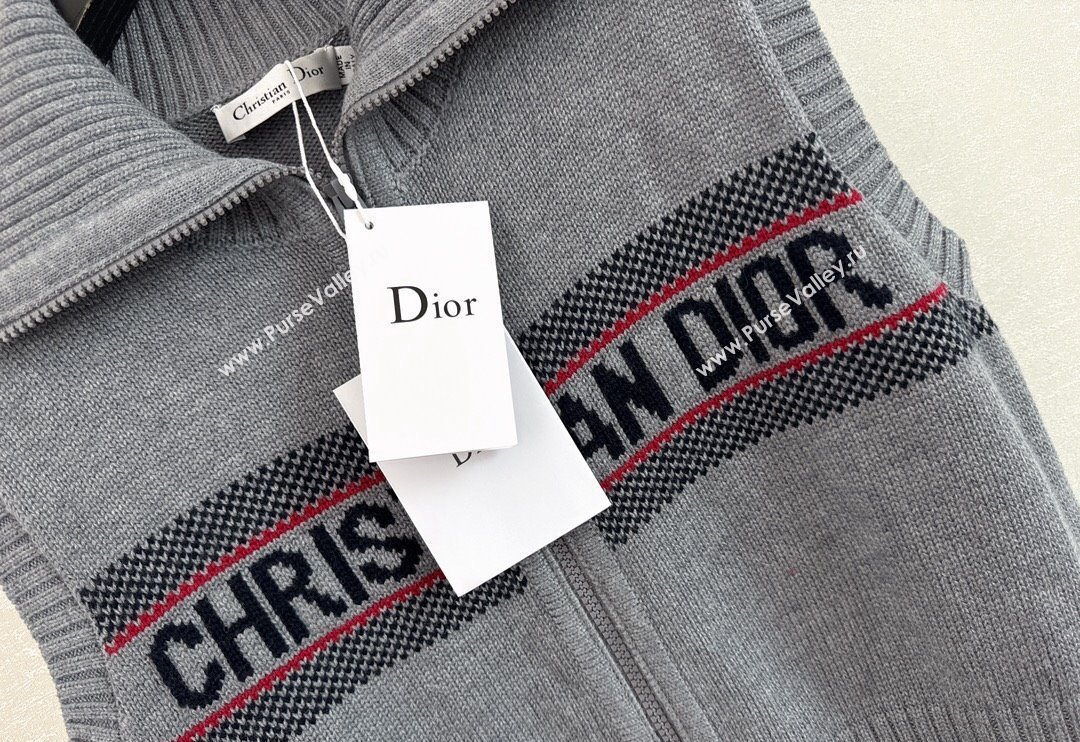 Dior Logo Knit Vest with Zip Grey 2024 1025 (QI-241025012)