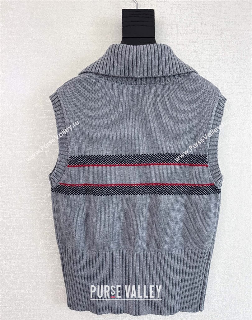 Dior Logo Knit Vest with Zip Grey 2024 1025 (QI-241025012)