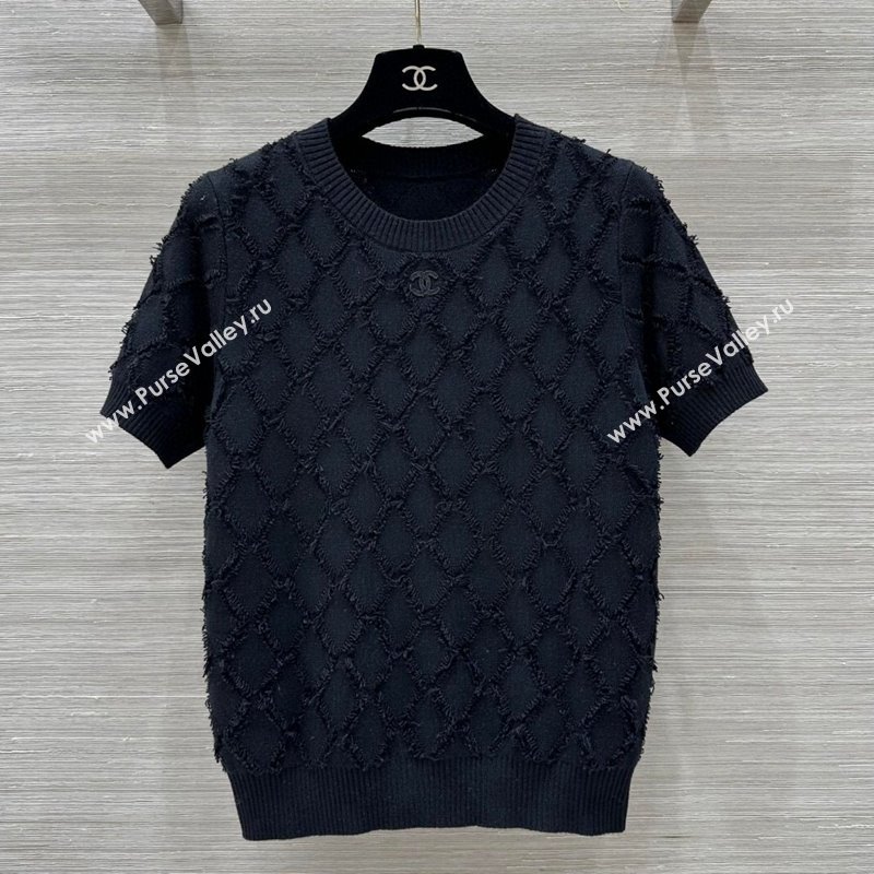 Chanel Quilted Knit Top Black 2024 1025 (QI-241025036)