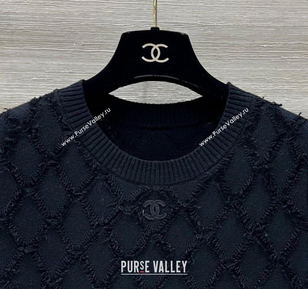 Chanel Quilted Knit Top Black 2024 1025 (QI-241025036)