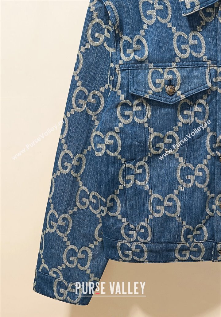 Gucci Maxi GG Blue Denim Jacket 2024 1025 (QI-241025039)