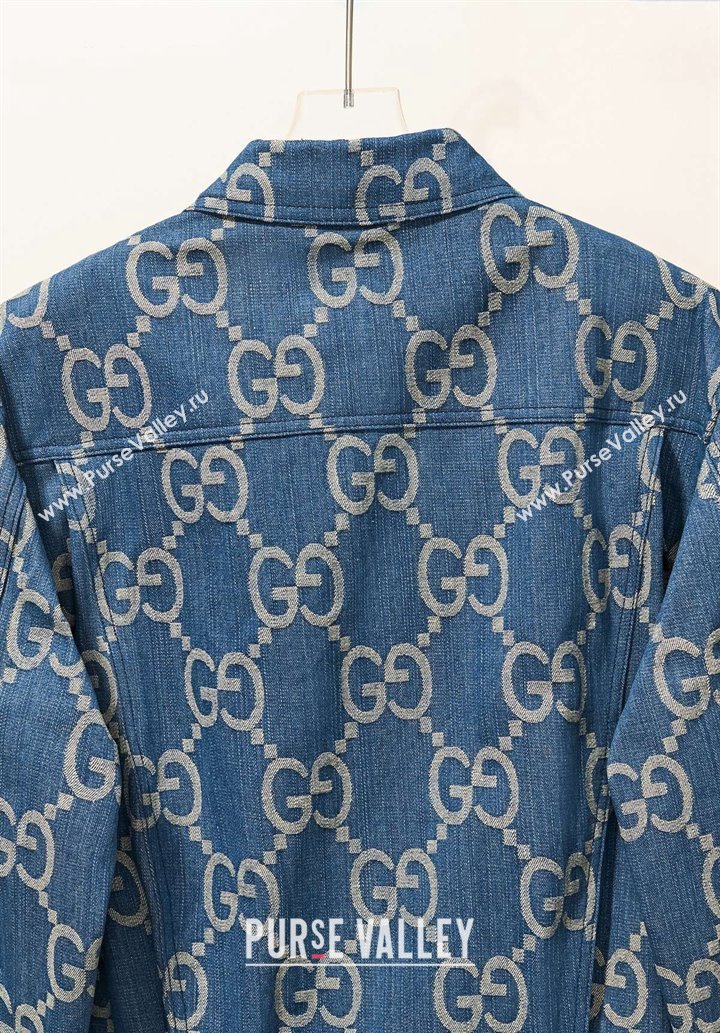 Gucci Maxi GG Blue Denim Jacket 2024 1025 (QI-241025039)