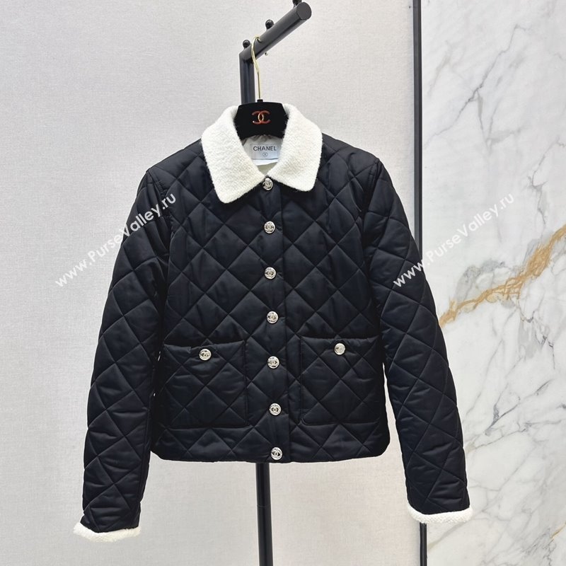 Chanel Quilted Nylon Padded Jacket Black 2024 1123 (QI-241123003)