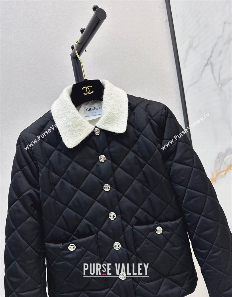 Chanel Quilted Nylon Padded Jacket Black 2024 1123 (QI-241123003)