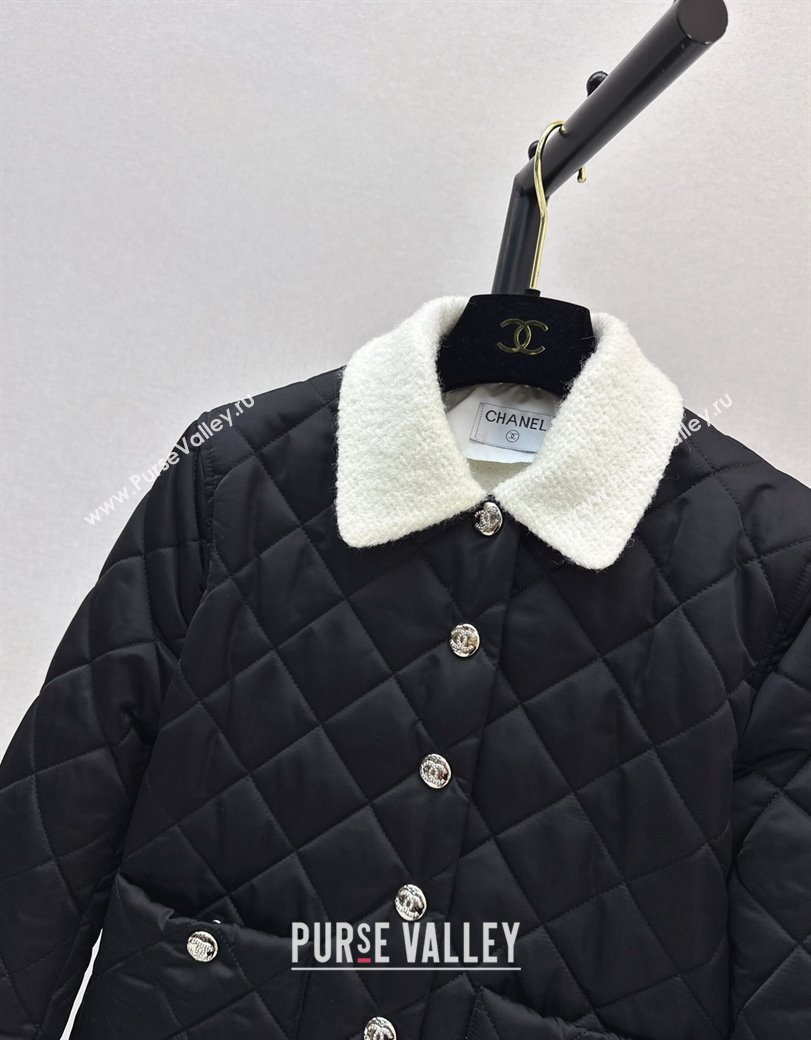 Chanel Quilted Nylon Padded Jacket Black 2024 1123 (QI-241123003)