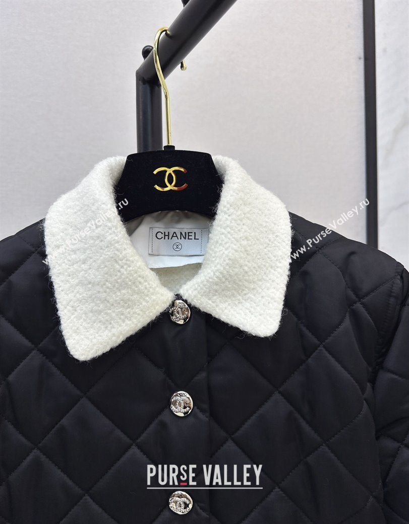 Chanel Quilted Nylon Padded Jacket Black 2024 1123 (QI-241123003)