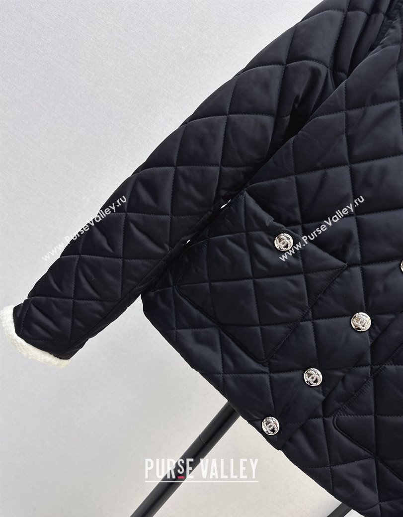 Chanel Quilted Nylon Padded Jacket Black 2024 1123 (QI-241123003)