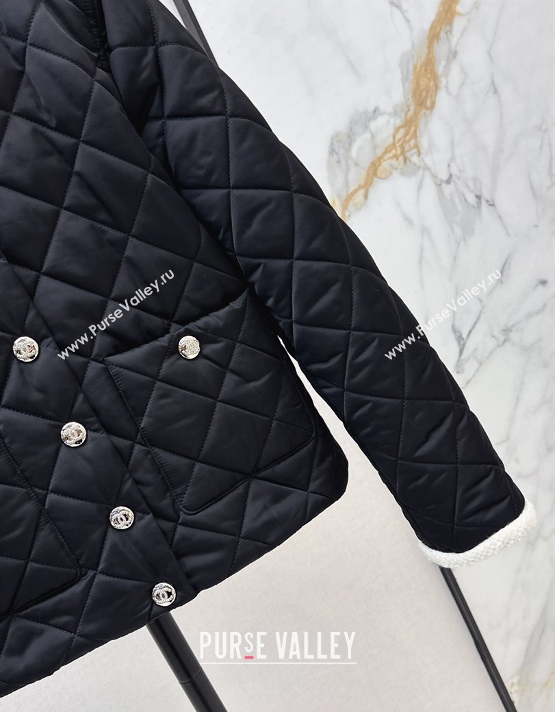 Chanel Quilted Nylon Padded Jacket Black 2024 1123 (QI-241123003)