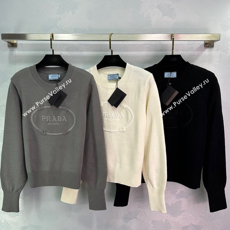 Prada Sweater White/Black/Grey 2024 1123 (QI-241123020)