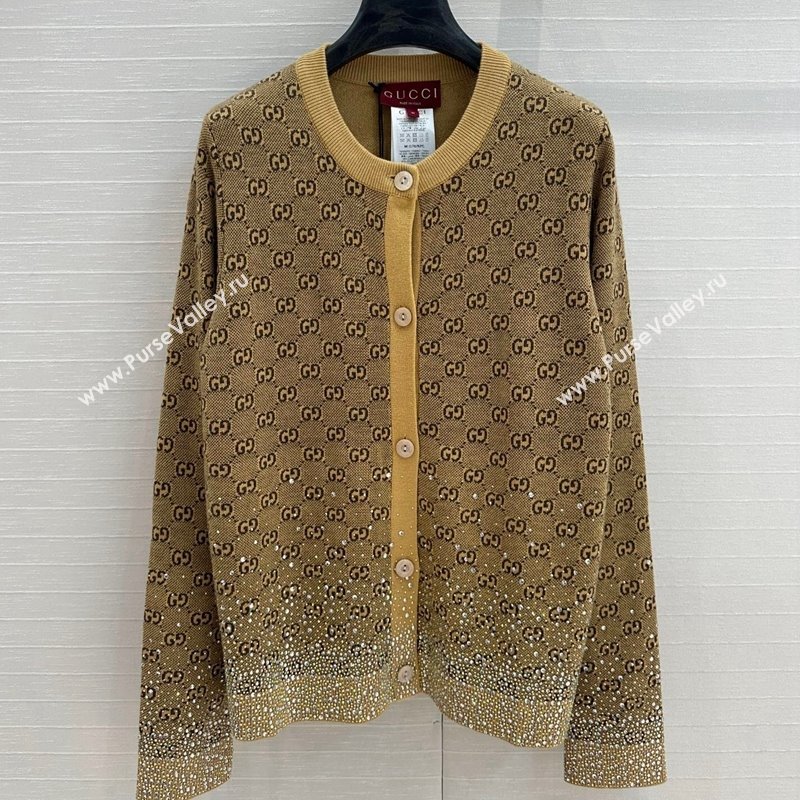 Gucci GG Knit Cardigans with Strass Yellow 2024 1202 (QI-241202067)