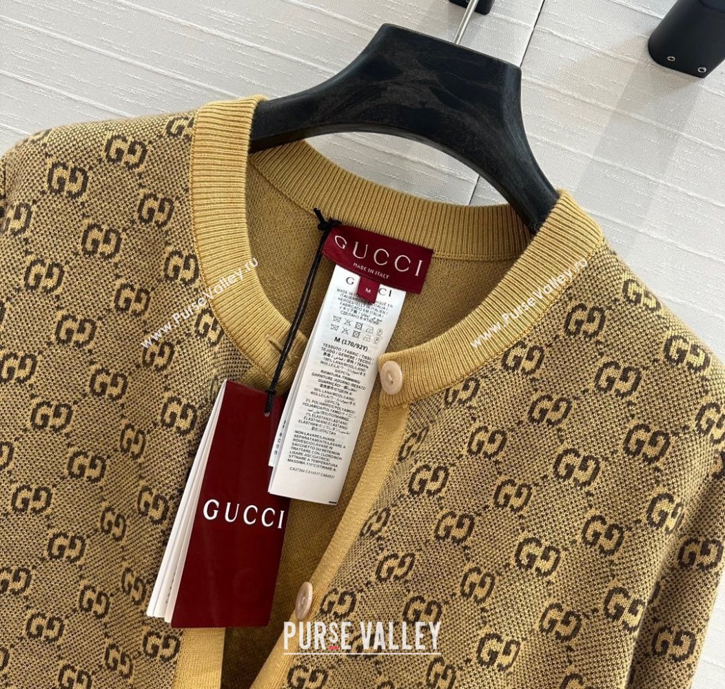 Gucci GG Knit Cardigans with Strass Yellow 2024 1202 (QI-241202067)