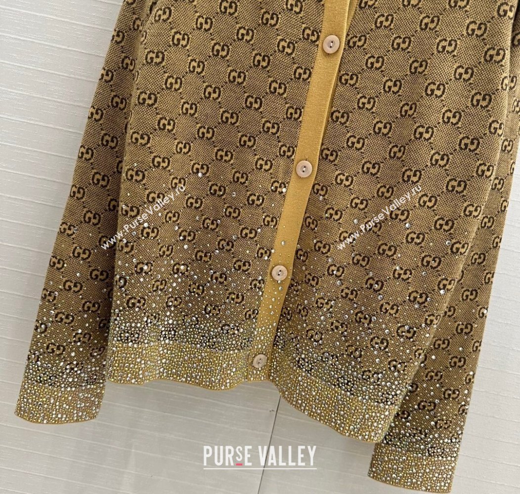 Gucci GG Knit Cardigans with Strass Yellow 2024 1202 (QI-241202067)