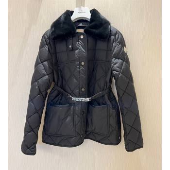 Moncler Quilted Down Jacket with Belt Black 2024 1203 (QI-241203054)