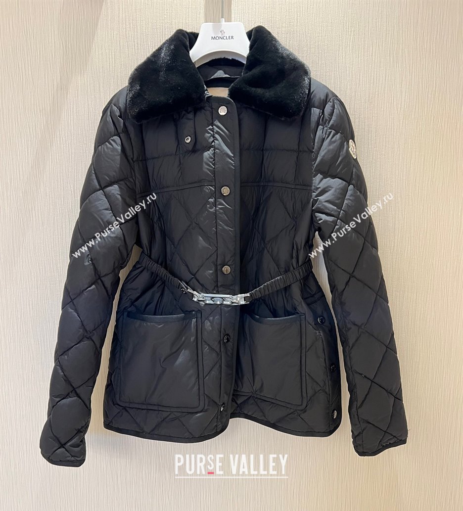 Moncler Quilted Down Jacket with Belt Black 2024 1203 (QI-241203054)