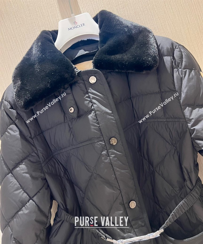 Moncler Quilted Down Jacket with Belt Black 2024 1203 (QI-241203054)