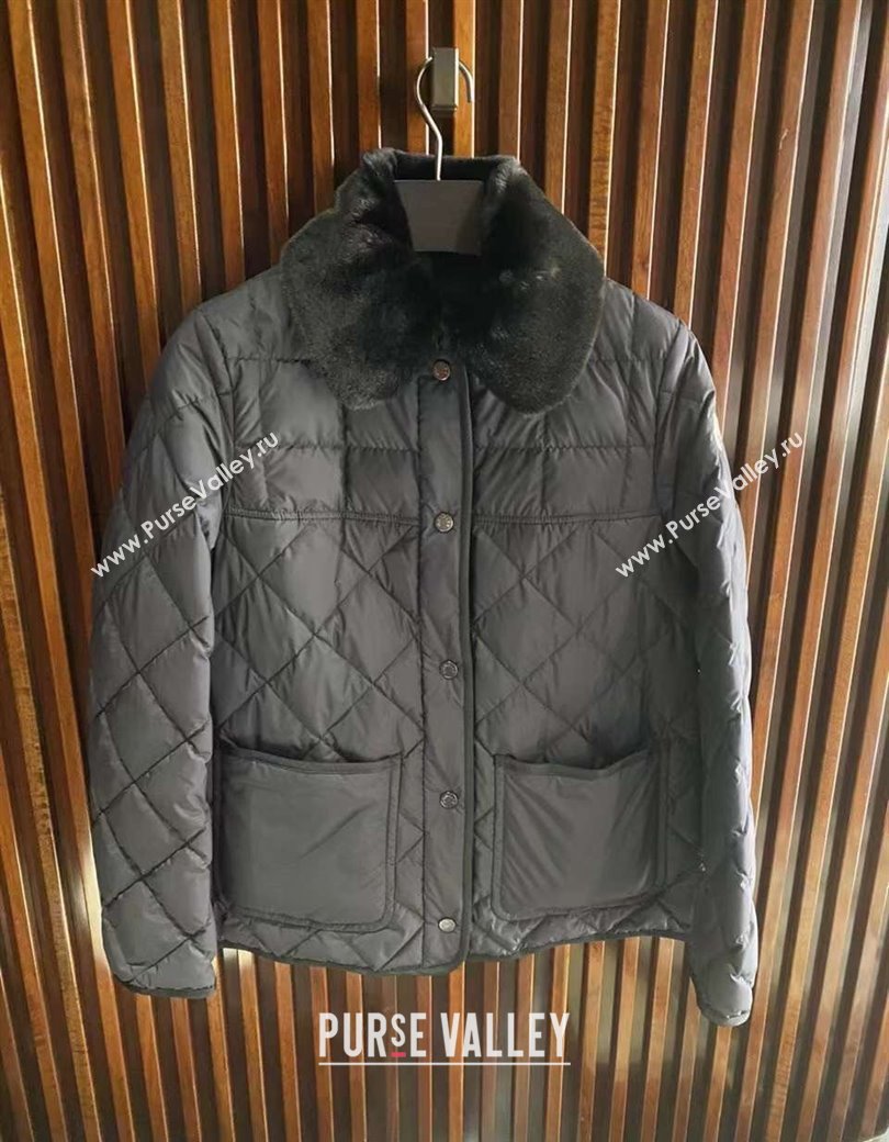 Moncler Quilted Down Jacket with Belt Black 2024 1203 (QI-241203054)