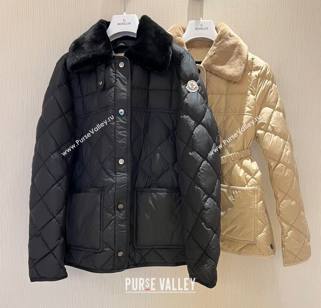 Moncler Quilted Down Jacket with Belt Black 2024 1203 (QI-241203054)