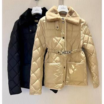 Moncler Quilted Down Jacket with Belt Beige 2024 1203 (QI-241203055)