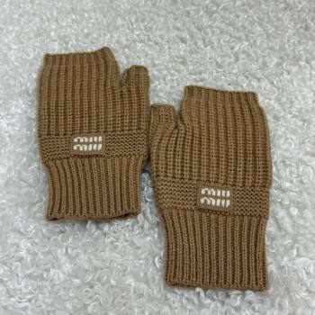 Miu Miu Knit Gloves Brown 2024 1202 (QI-241202071)