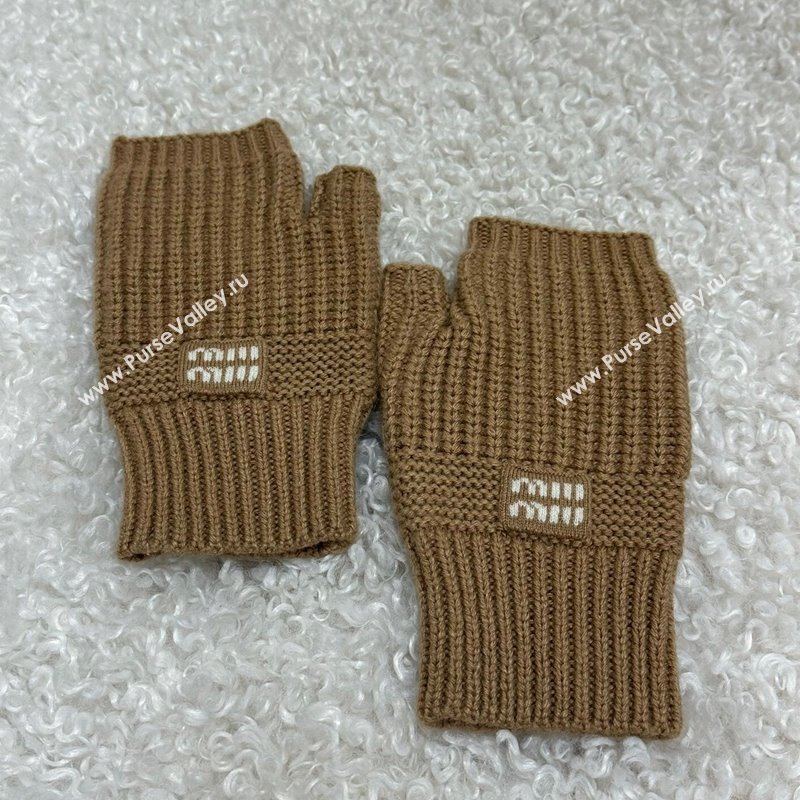 Miu Miu Knit Gloves Brown 2024 1202 (QI-241202071)