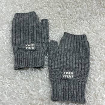 Miu Miu Knit Gloves Grey 2024 1202 (QI-241202072)