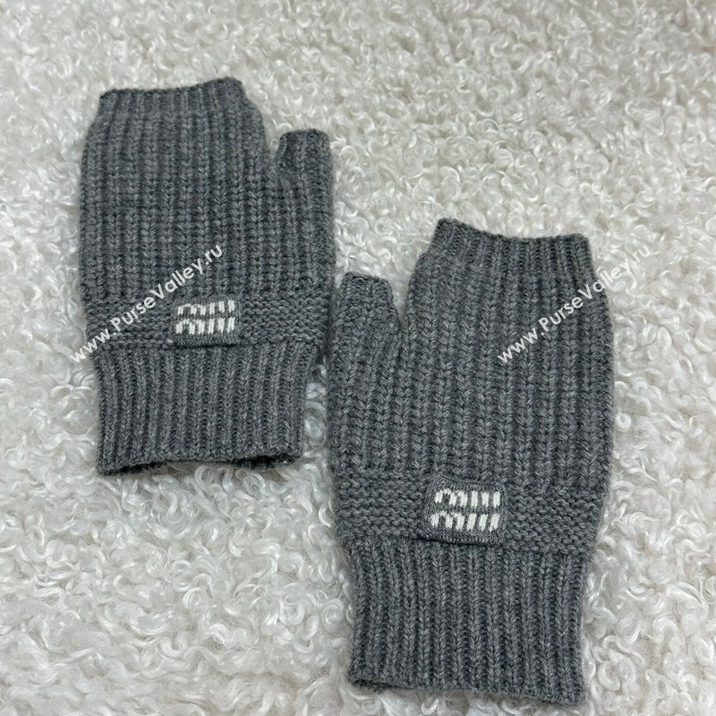 Miu Miu Knit Gloves Grey 2024 1202 (QI-241202072)