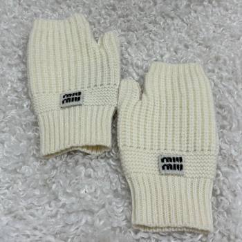 Miu Miu Knit Gloves White 2024 1202 (QI-241202073)