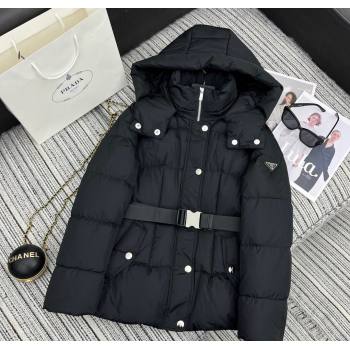 Prada Down Jacket with Belt Black 2024 1203 (QI-241203001)