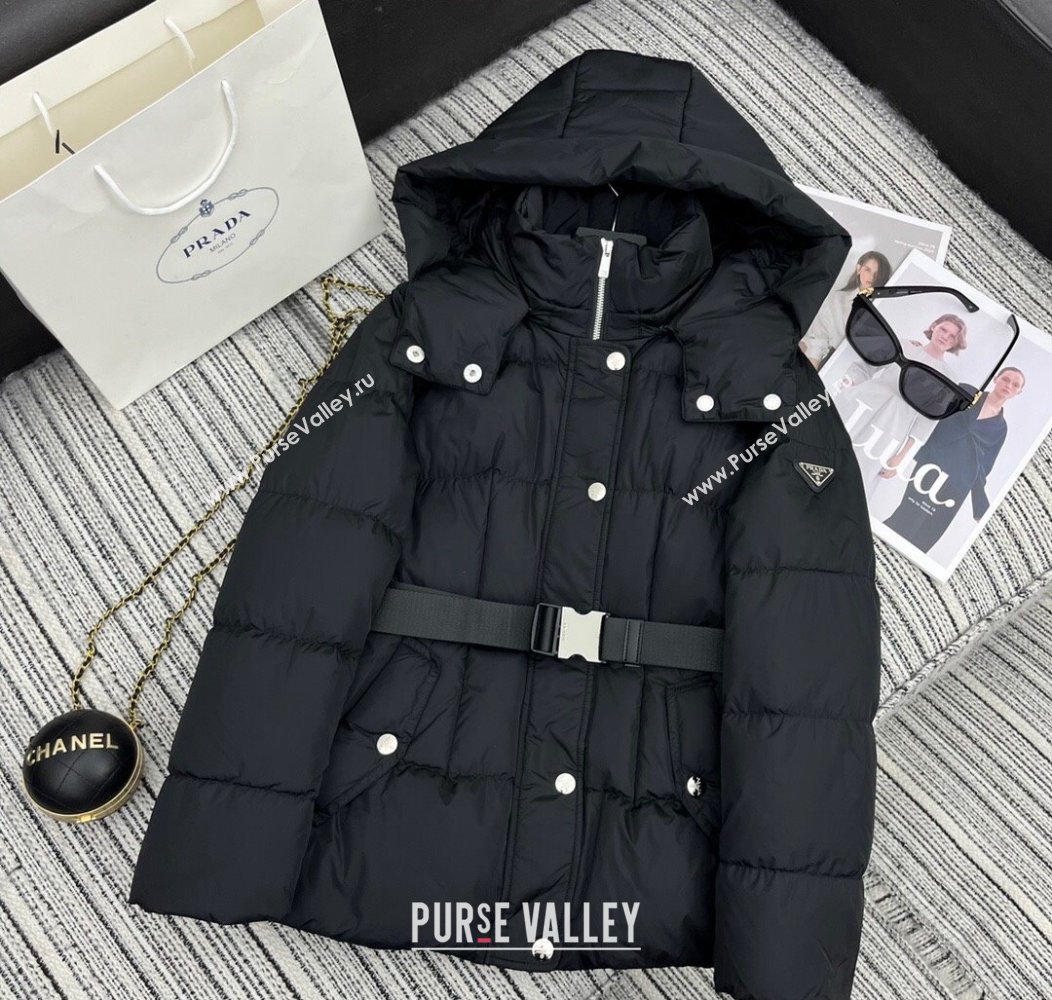 Prada Down Jacket with Belt Black 2024 1203 (QI-241203001)