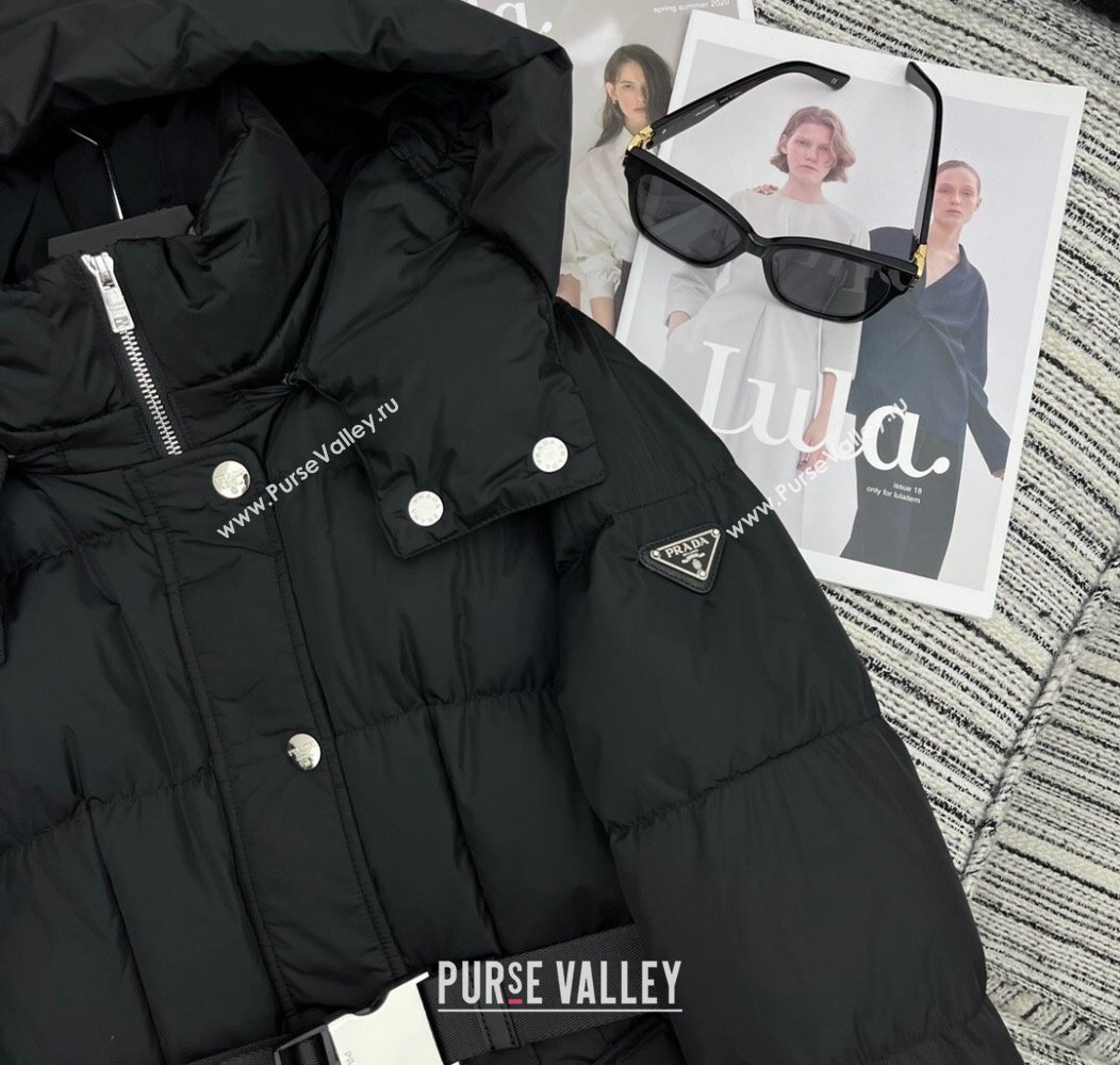 Prada Down Jacket with Belt Black 2024 1203 (QI-241203001)