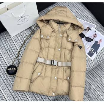 Prada Down Jacket with Belt Beige 2024 1203 (QI-241203003)