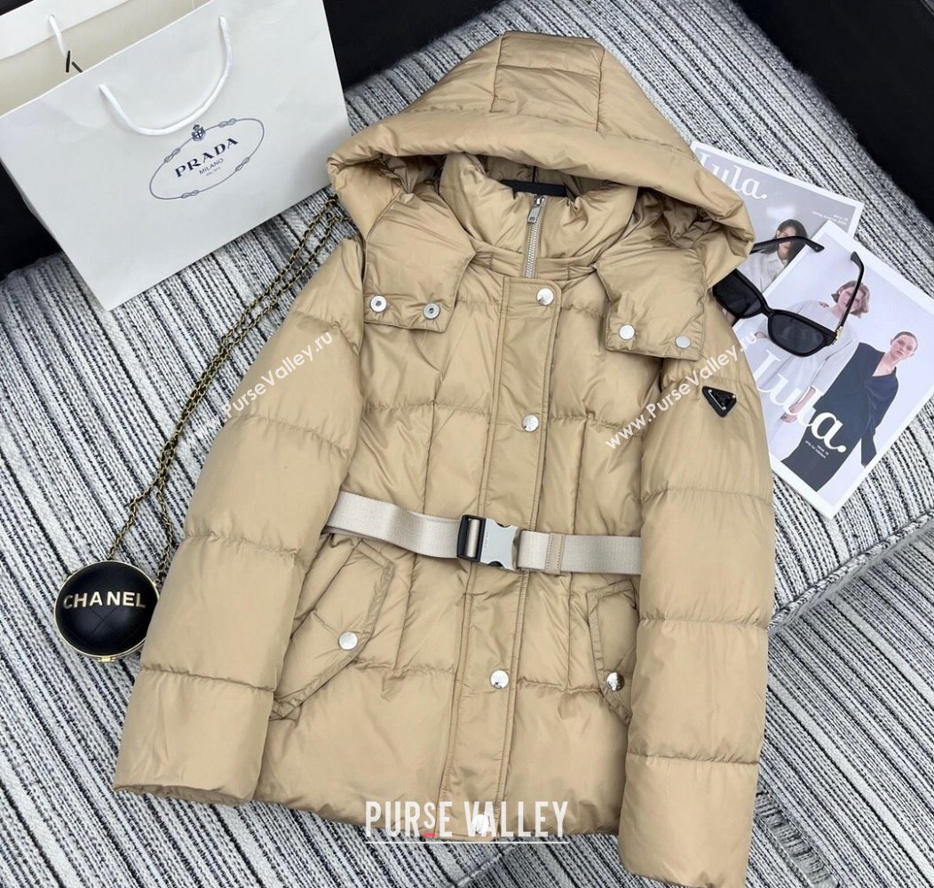 Prada Down Jacket with Belt Beige 2024 1203 (QI-241203003)